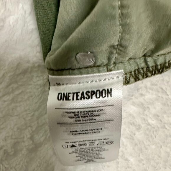 One Teaspoon: Bandits Low Waist Denim Shorts - Archived Military Khaki - Picture 4 of 7